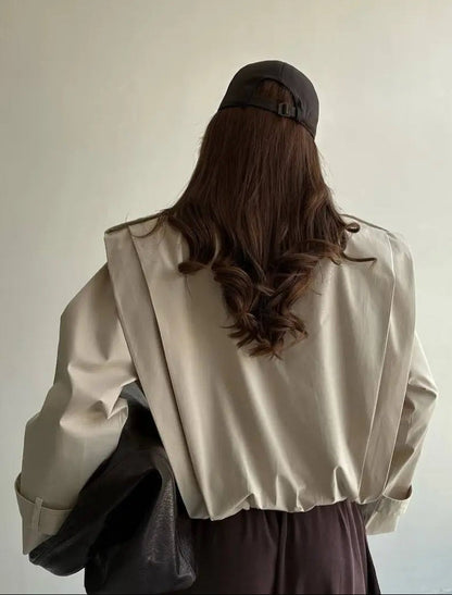 Trench-coat Sandra plissé à col haut