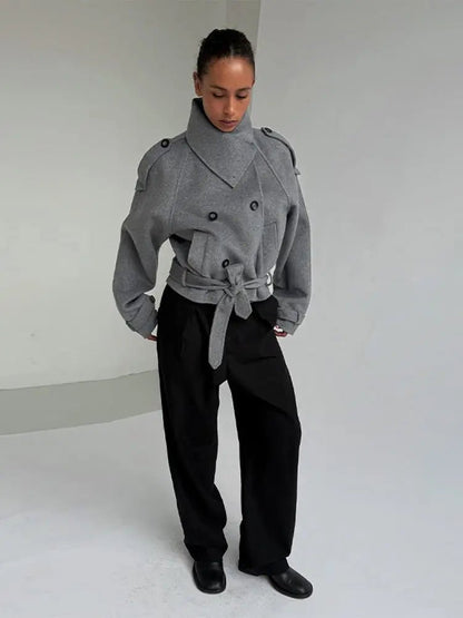 Jenny Manteau en laine col montant
