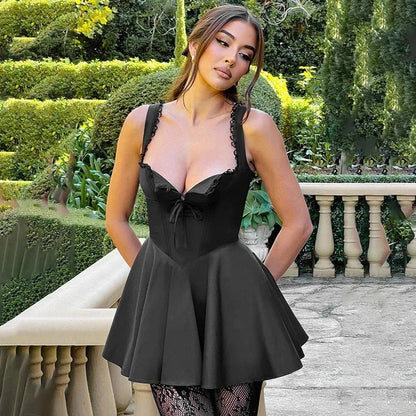 Chic Retro Plunge Mini Dress
