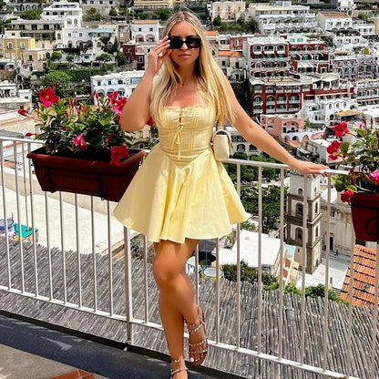 Chic Retro Plunge Mini Dress