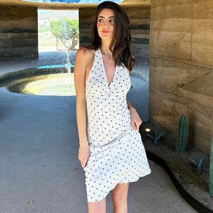 Robe longue Keira à pois à dos nu