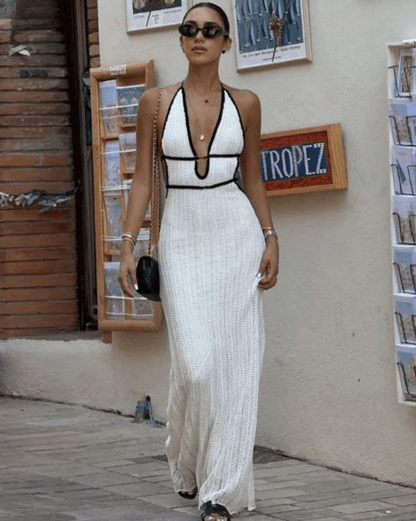 Robe maxi halter élégante à lacets