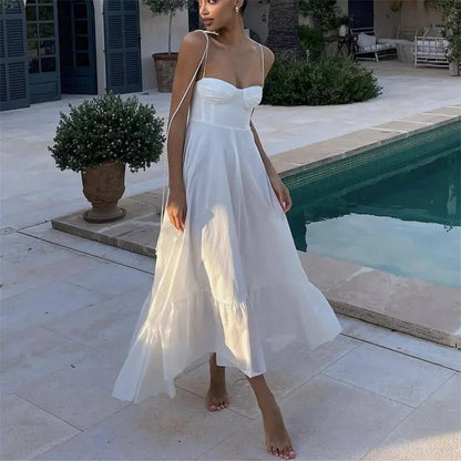 Flowing High-Waisted Tiered Midi Dress