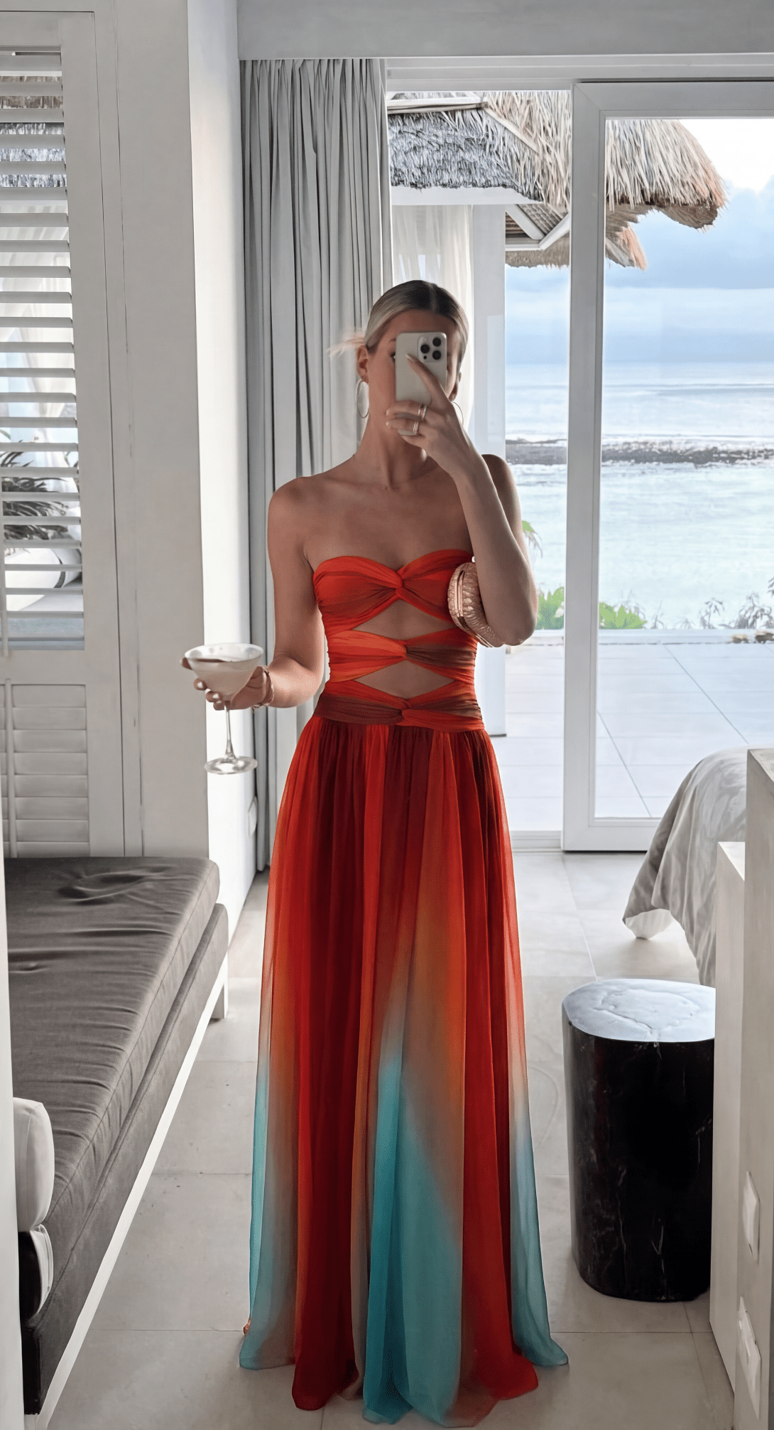 Robe maxi bustier à nœud devant