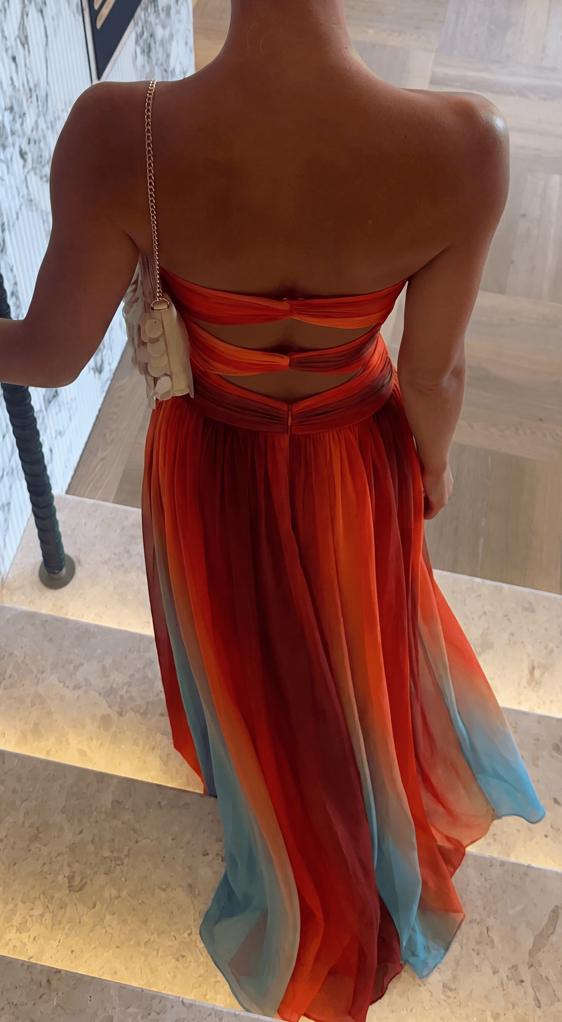 Robe maxi bustier à nœud devant