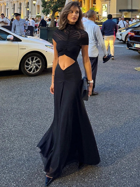 Ruched Cutout Bodycon Maxi Dress