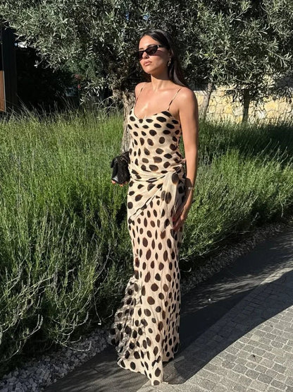 Robe nuisette imprimée sans manches avec foulard
