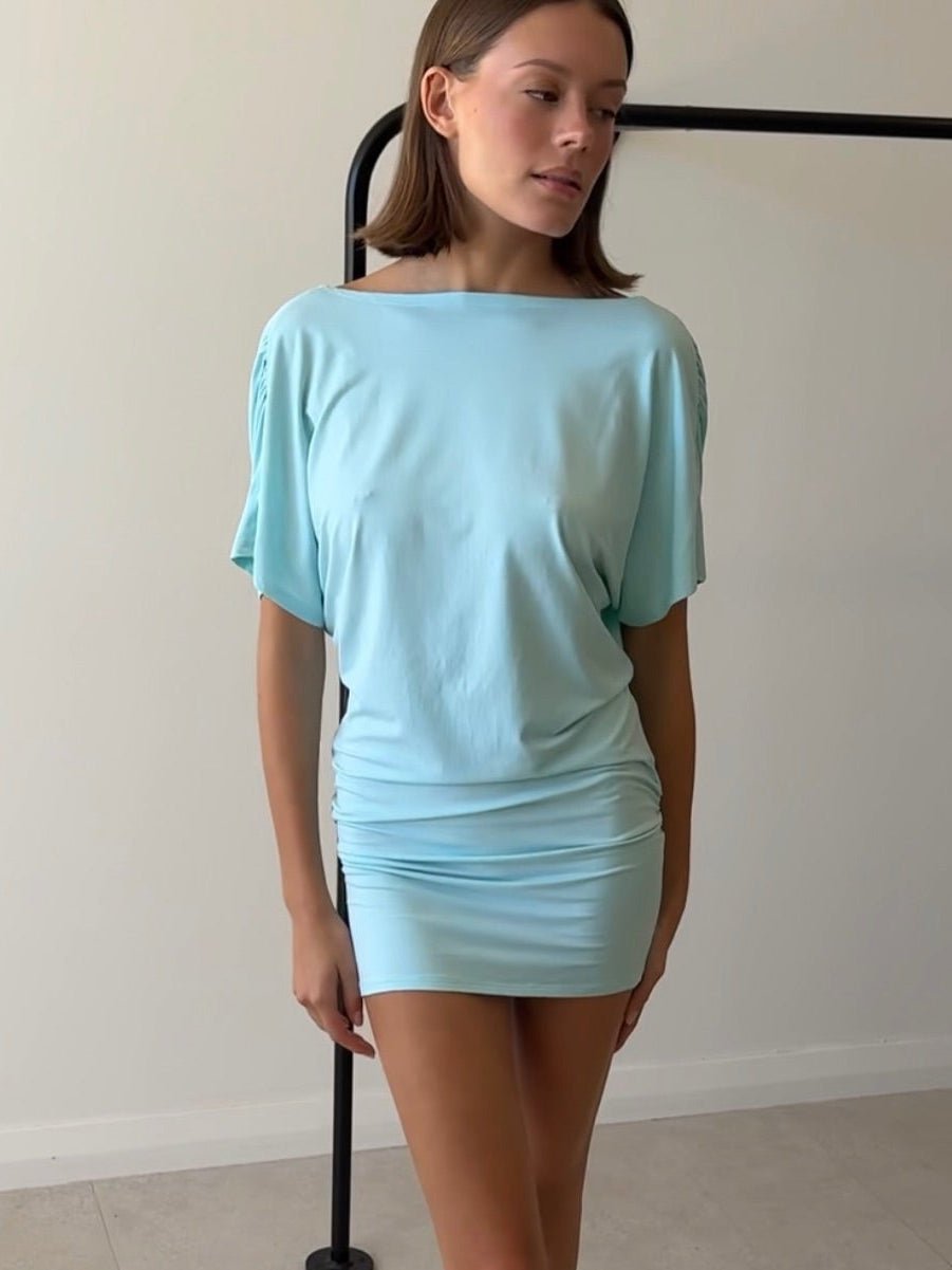 Lucy Deep V-Neck Ruched Mini Dress