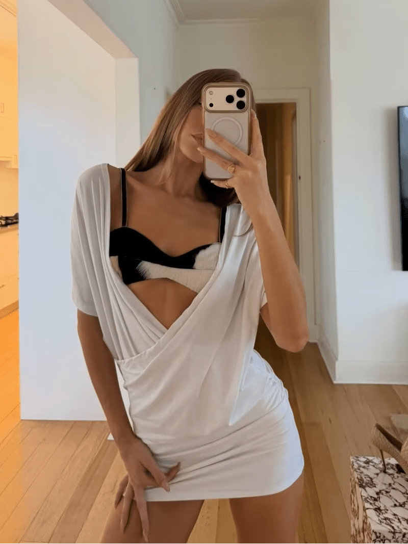 Lucy Deep V-Neck Ruched Mini Dress