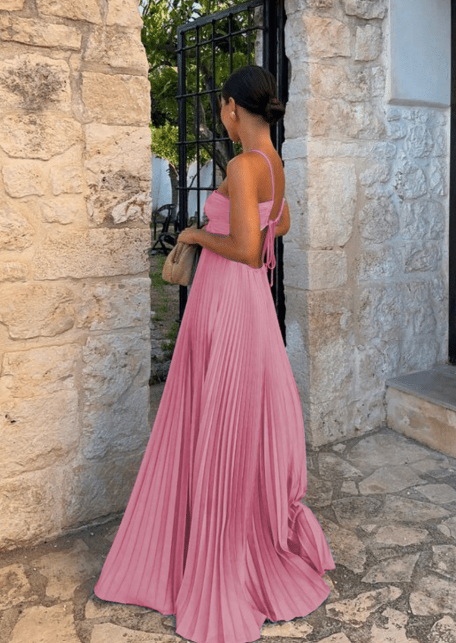 Amanda robe maxi plissée neckholder