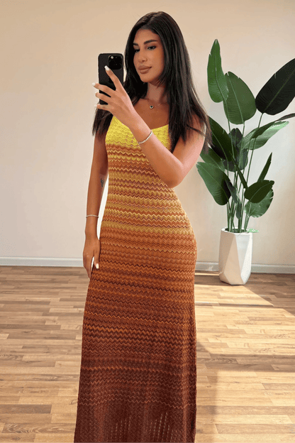 Robe Maxi Tricot Crochet Dégradé