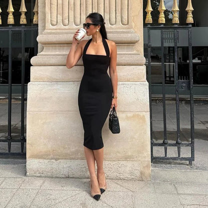 Ruth robe longue moulante col halter