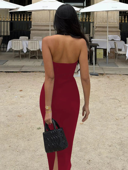 Ruth robe longue moulante col halter