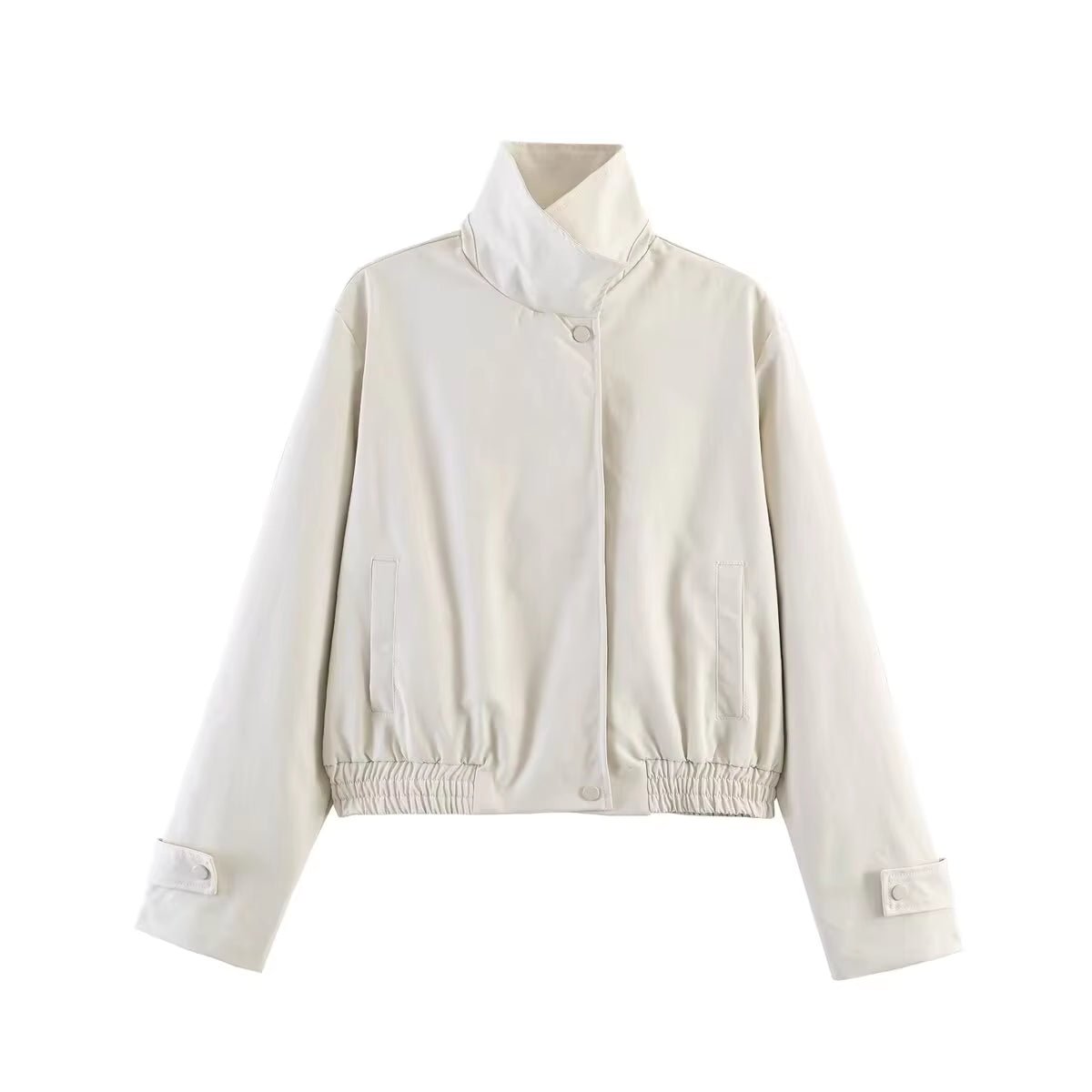 High Neck Zip-Up Bomber Jacket
