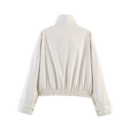 High Neck Zip-Up Bomber Jacket