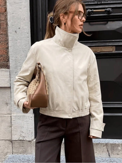 High Neck Zip-Up Bomber Jacket
