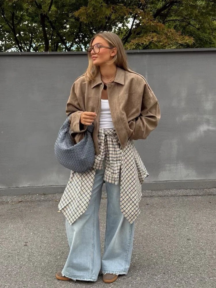 Veste oversize zippée en suède Jessica