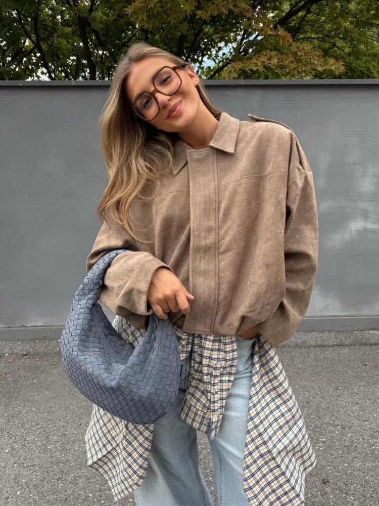 Veste oversize zippée en suède Jessica