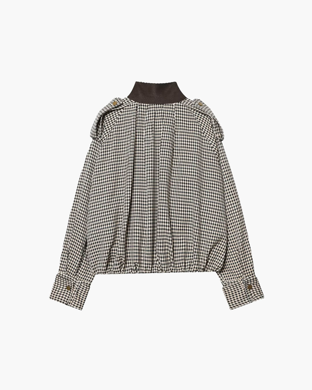Stylish High Neck Checked Bomber Jacket