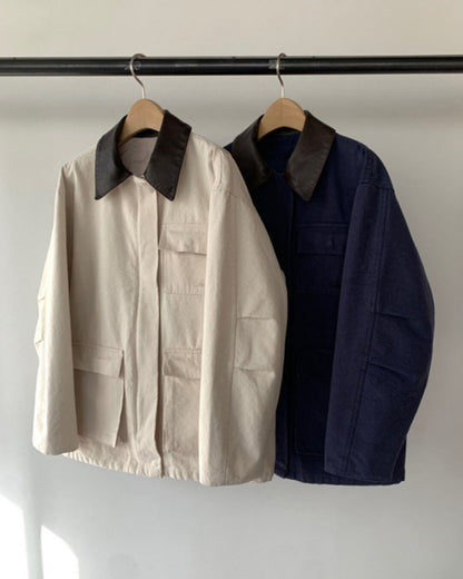 Classic Contrast Collar Utility Jacket