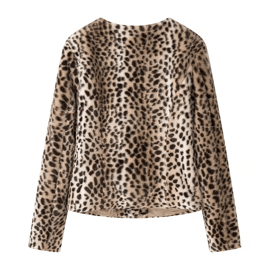 Leopard Faux Fur Cropped Jacket