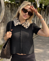 Haut cardigan en maille Bambi à fausse fourrure