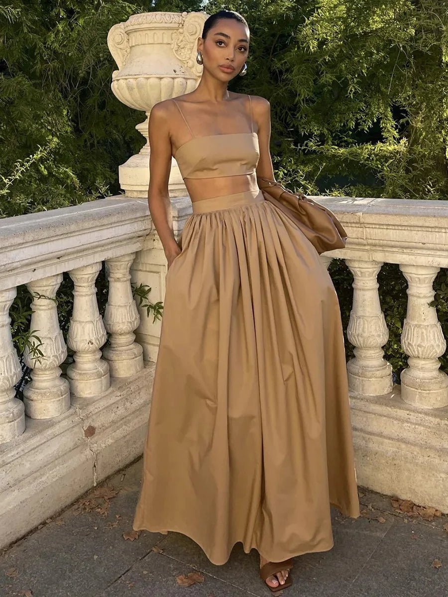 Ensemble Deux Pièces Crop Top à Bretelles