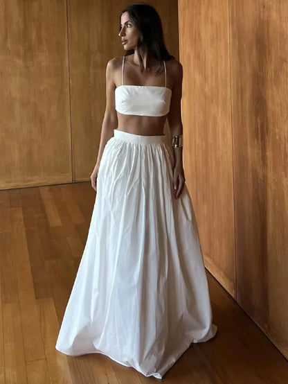 Ensemble Deux Pièces Crop Top à Bretelles