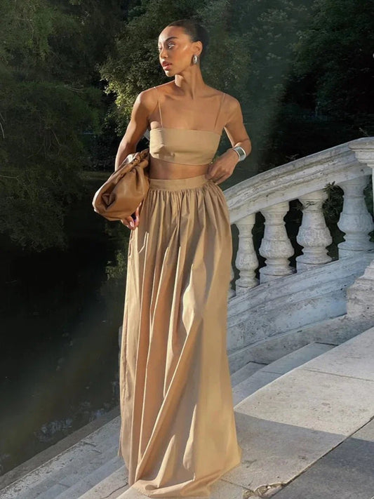 Strappy Crop Top Two-Piece Set