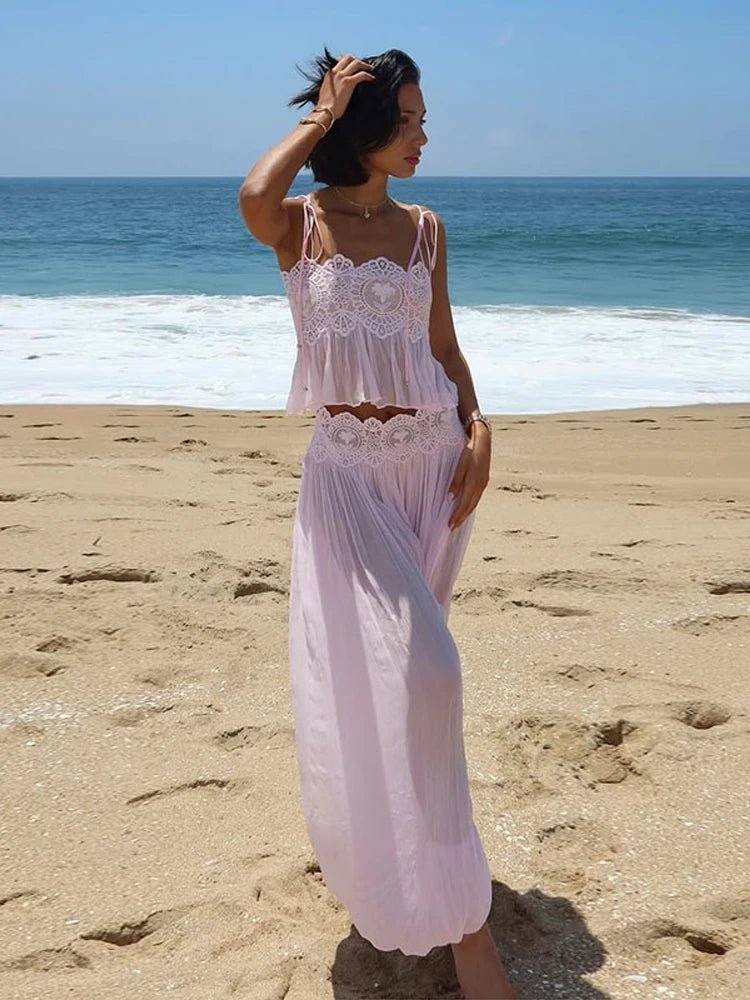 Floral Lace Ruffle Two-Piece Set