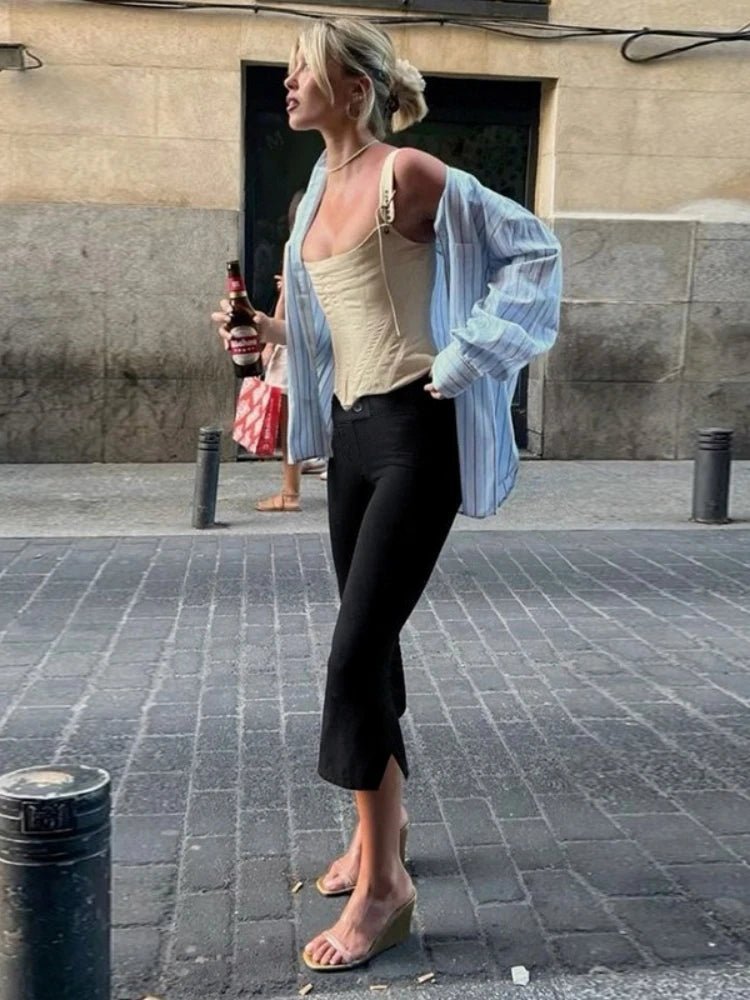 Zofia Black Capri Pants