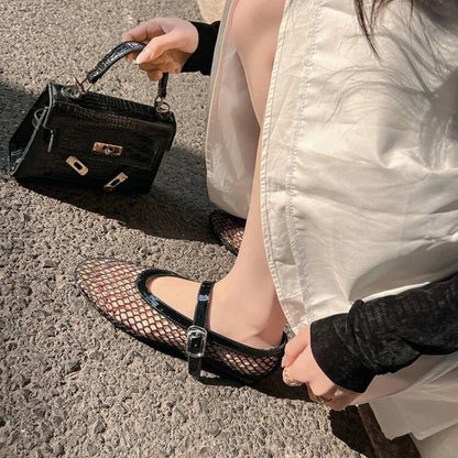 Luella Buckled Mesh Ballet Flats