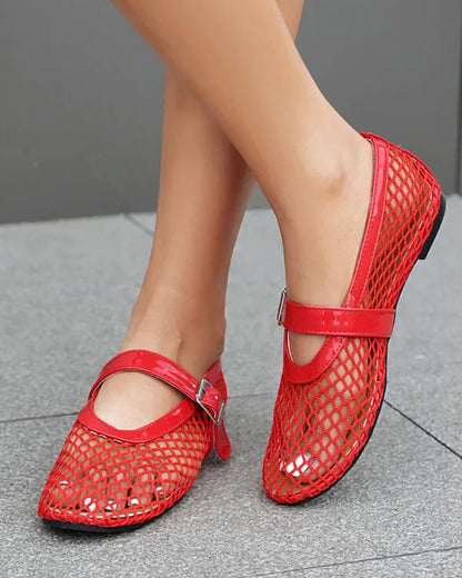 Luella Buckled Mesh Ballet Flats