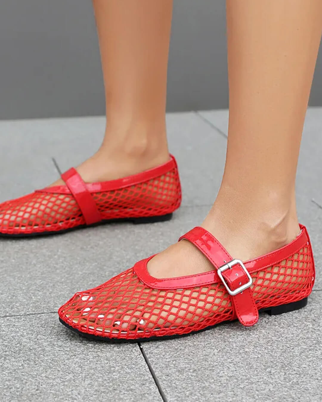 Luella Buckled Mesh Ballet Flats