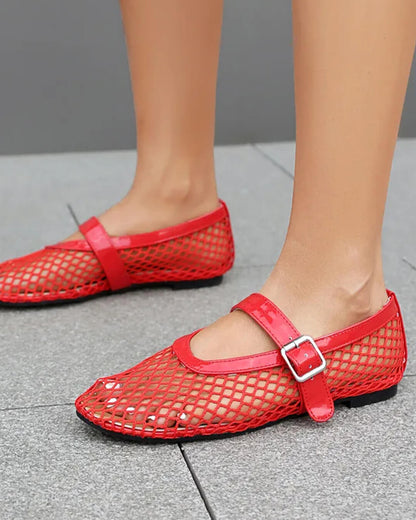 Luella Buckled Mesh Ballet Flats