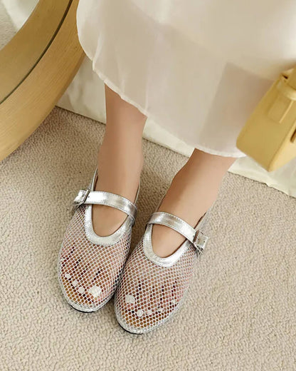 Luella Buckled Mesh Ballet Flats
