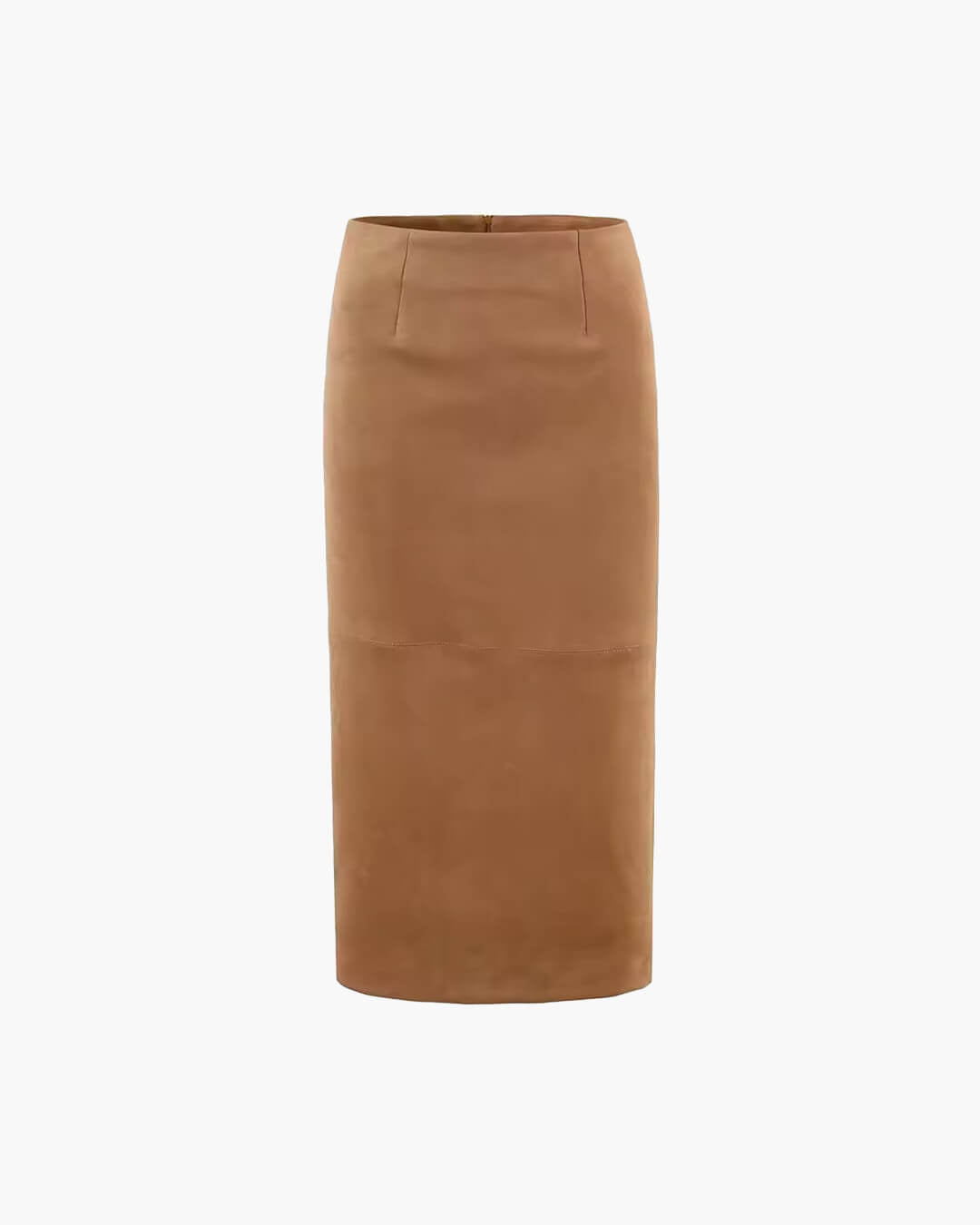 High-Waist Pencil Faux Suede Midi Skirt