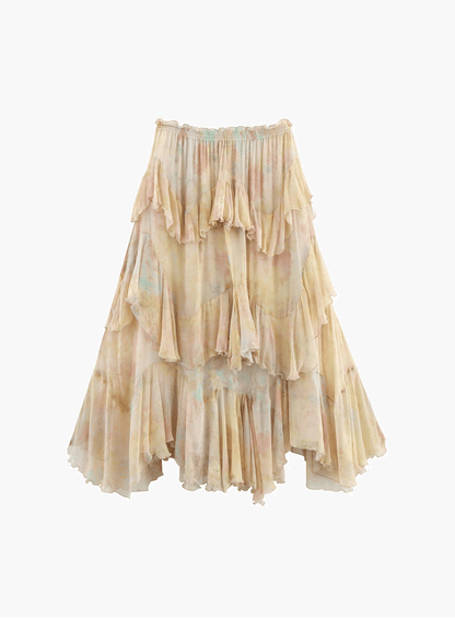 Helena jupe maxi bohème à volants superposés