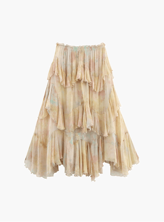 Helena jupe maxi bohème à volants superposés