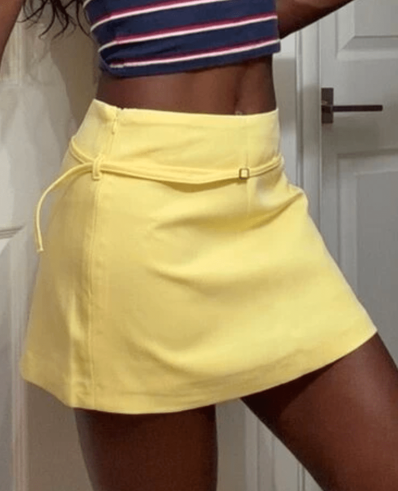 Casual Side Zip Mini Skort with Belt