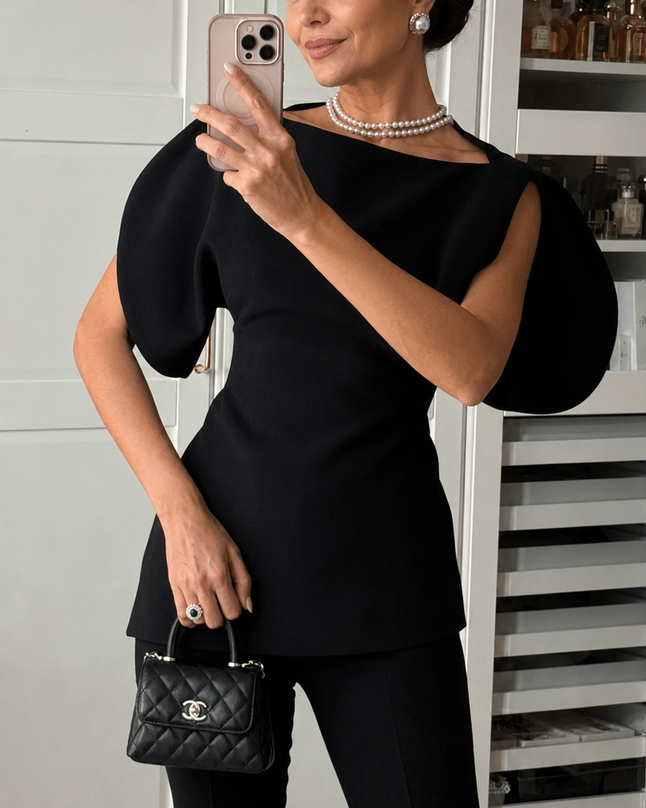 Stylish Tricot Balloon Sleeve Top