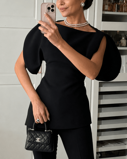 Stylish Tricot Balloon Sleeve Top