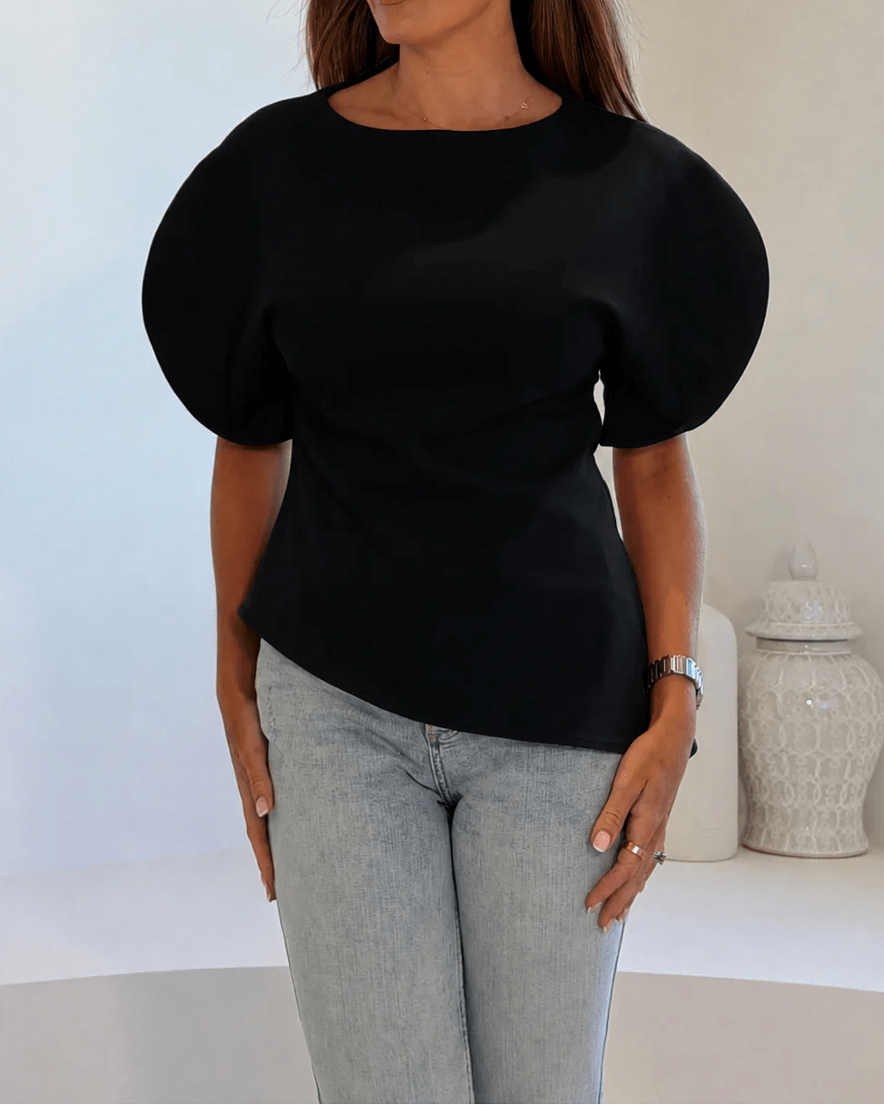 Stylish Tricot Balloon Sleeve Top