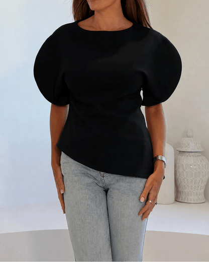 Stylish Tricot Balloon Sleeve Top