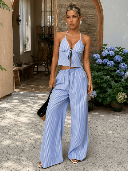Emilia Ensemble Top Halter Rayé