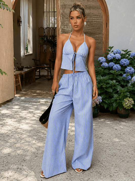 Emilia Ensemble Top Halter Rayé