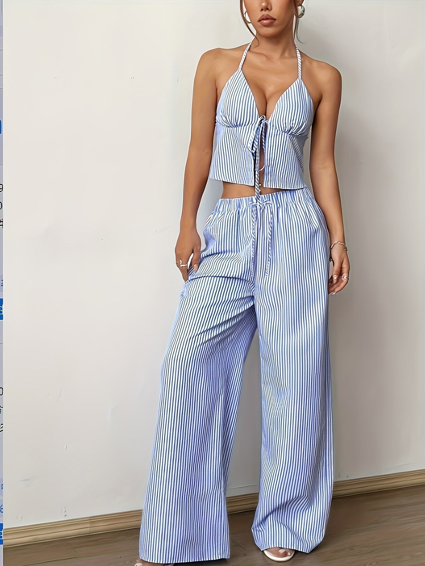 Emilia Ensemble Top Halter Rayé