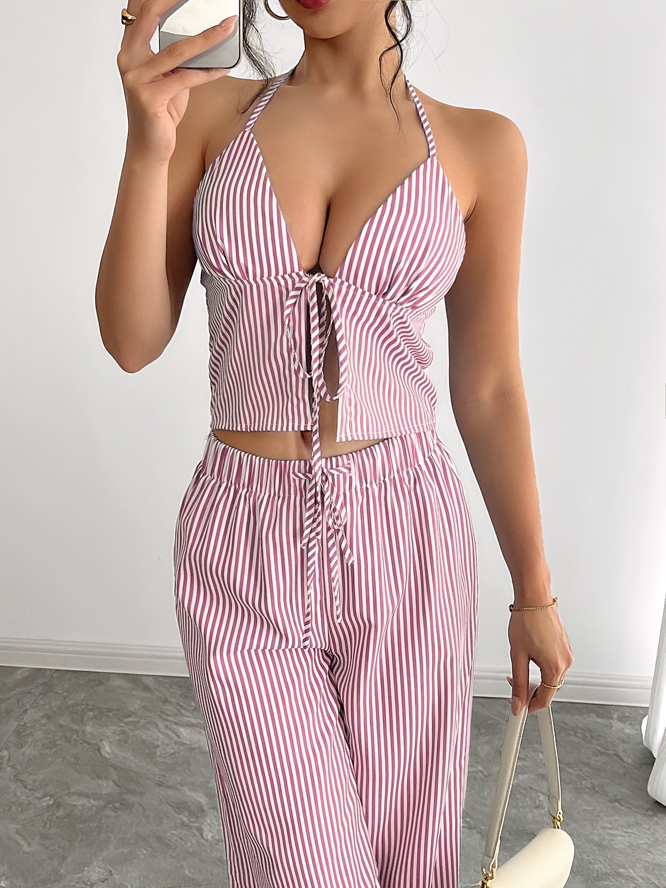 Emilia Ensemble Top Halter Rayé