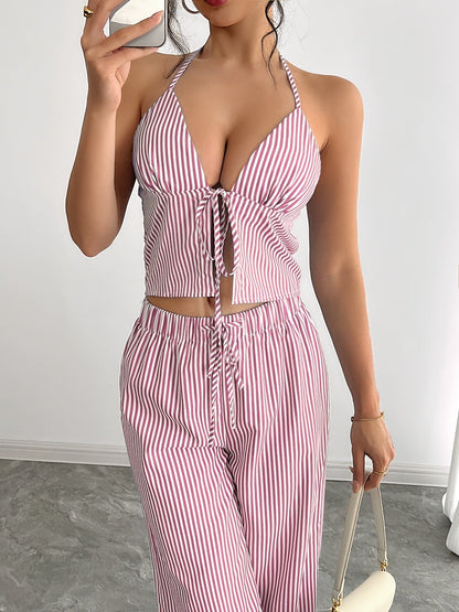 Emilia Ensemble Top Halter Rayé