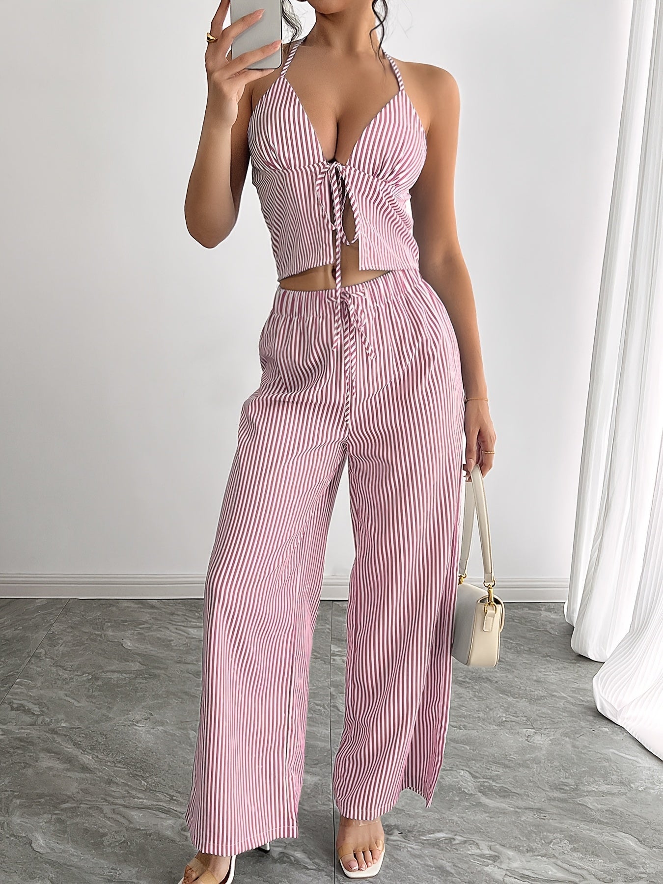 Emilia Ensemble Top Halter Rayé